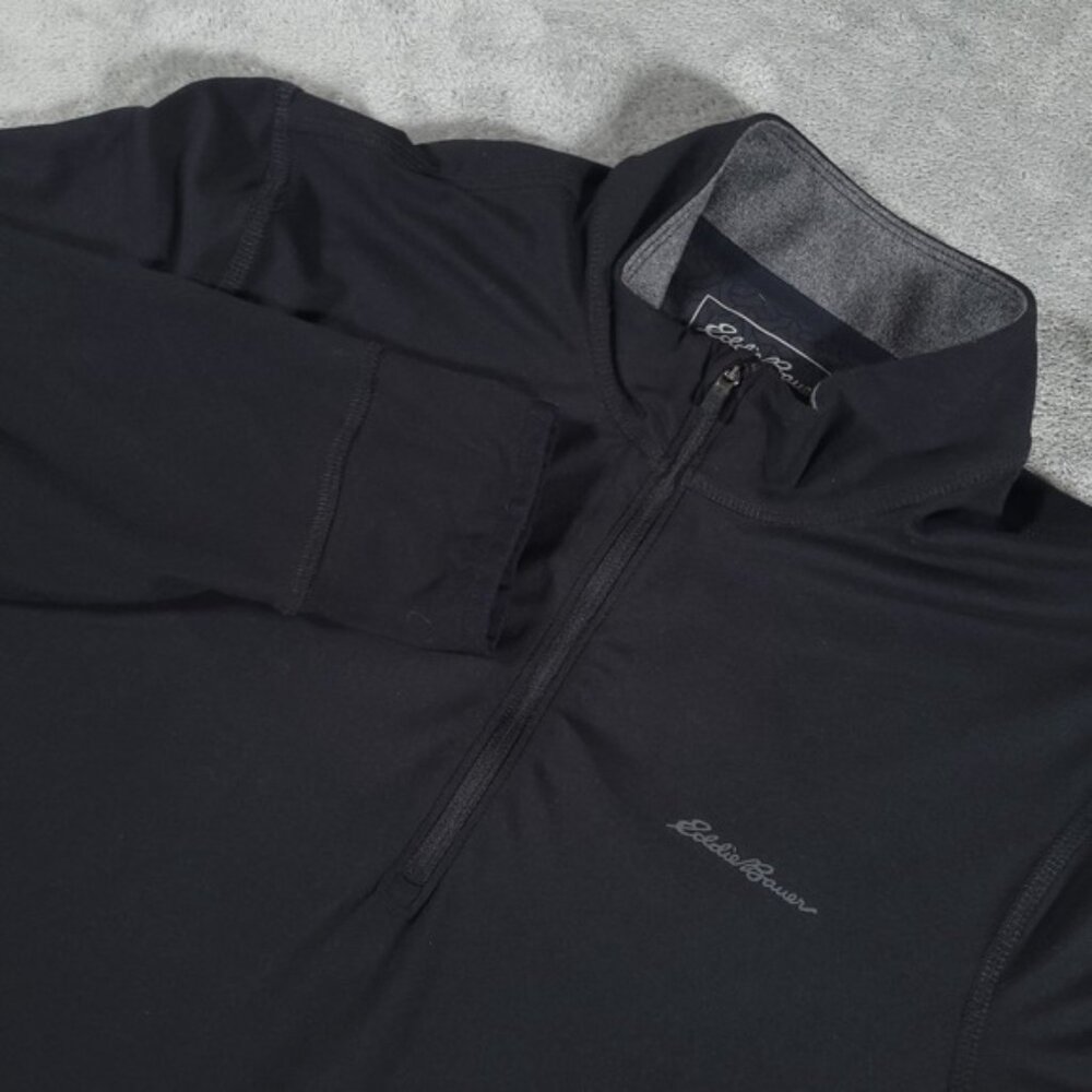 Eddie Bauer Shirt Mens Medium Black FreeHeat Pullover 1/4 Zip Active Base Layer